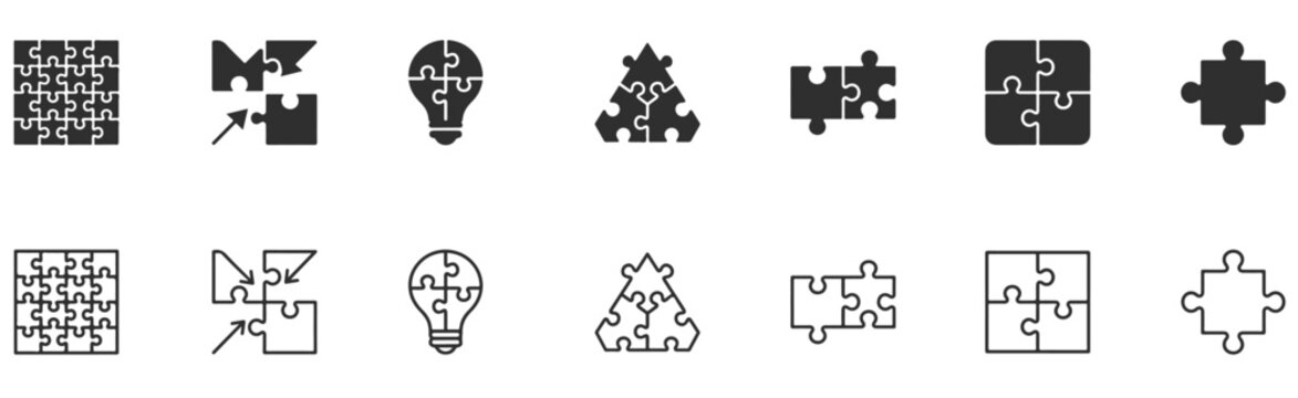Puzzle jigsaw on white background. Vector illustration ,
