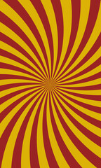 Fototapeta premium Abstract background with red and yellow sunburst or starburst rays, vintage comic book style radial lines, retro pop art pattern, swirling vortex effect, dynamic graphic design element for posters and