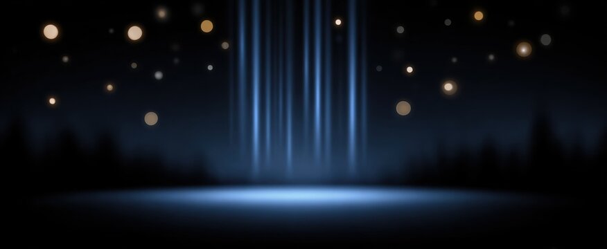 Vibrant blue Christmas light streaks glow on a dark background capturing festive vibes and tech flair