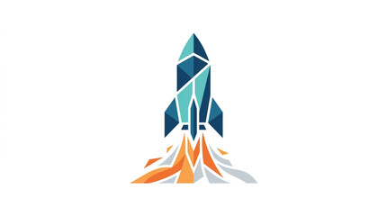 Geometric Rocket Ship Launching Abstract Design. © Ramdani