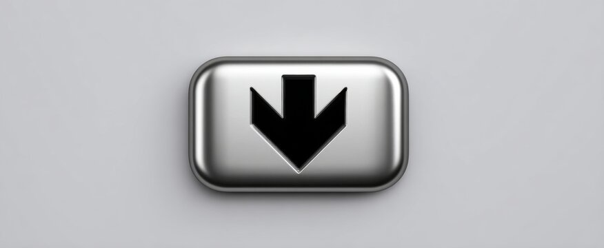 Shiny silver arrow heading downwards
