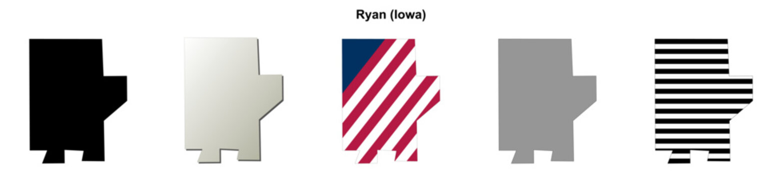 Ryan (Iowa) blank outline map set