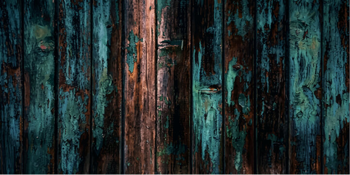 Old weathered wooden wall background with grunge texture, vintage wooden planks, rough painted brown surface and aged timber design