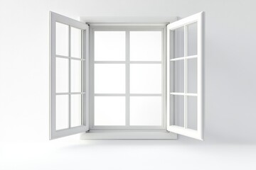 Obraz premium Open window with white frame and clear view during daytime for fresh air and light