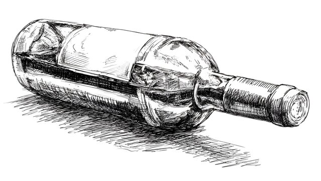 Rustic Sketch Bottle Laydown on Surface