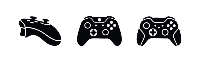 Game controller icons set. Video game gamepad symbols. Gaming accessory vector collection, entertainment and technology signs. © Lili