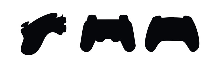 Game controller silhouette icons set. Abstract gamepad symbols. Gaming technology vector collection on white background. © Lili
