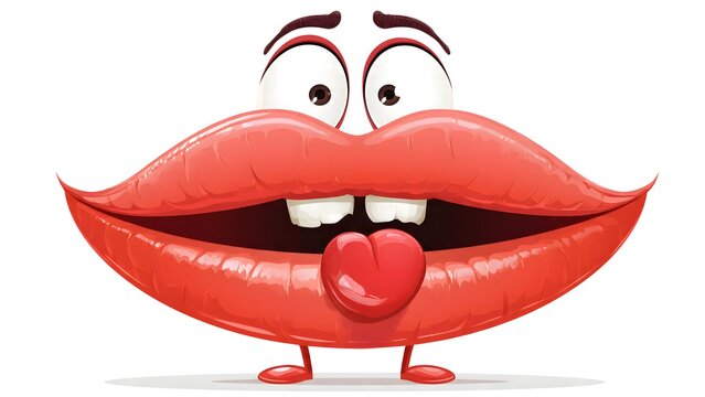 Colorful Cartoon Lips Character with Tongue Out