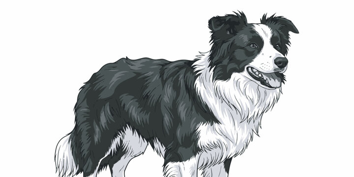 Black and white border collie dog.