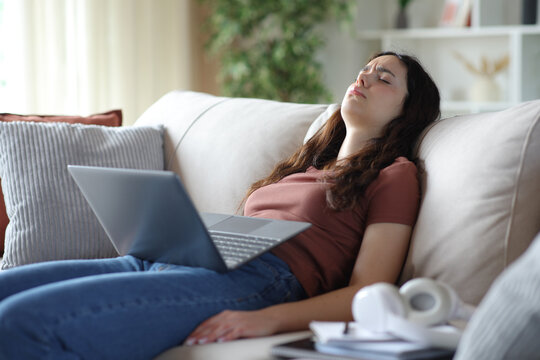 Frustrated young student complaining at home