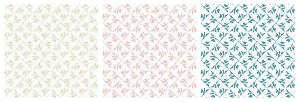 Collection of flower geometric patterns. Decorative prints. Seamless vector backgrounds. Colored ornaments. Ornament for fabric, wallpaper, packaging.