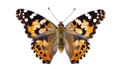 Painted Lady Butterfly with orange black, and white wings © Laura