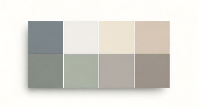 Minimalist grid of neutral and muted earth tone squares with minimalist background swatches abstract identity creative presentation composition