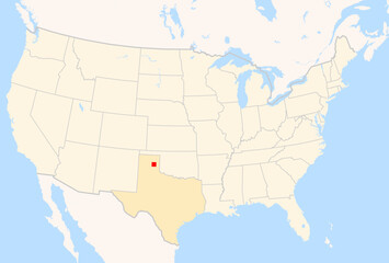 Fototapeta premium Locator Map of the County Gray (Texas, US) showing the Contiguous United States with the highlighted County