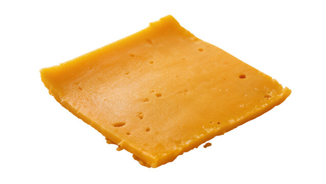 Orange cheddar cheese slice with small holes