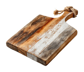 Fototapeta premium Rustic wooden cutting board kitchen still life natural overhead culinary craft isolated on transparent background