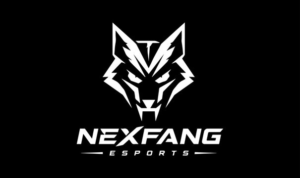 Aggressive wolf head mascot gaming logo vector icon, modern aggressive fox fangs symbol for esports team, streamer channel and gaming community