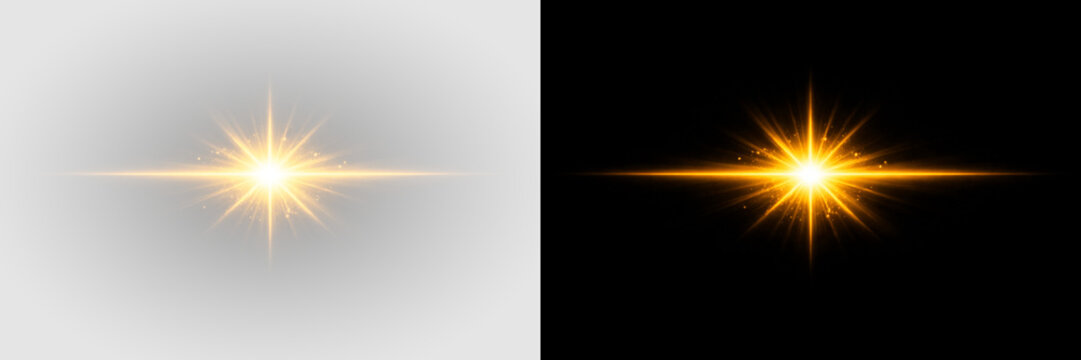 Golden dual starburst flares with radiant glowing beams