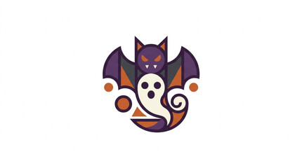 Fototapeta premium Halloween Bat and Ghost Abstract Geometric Design.