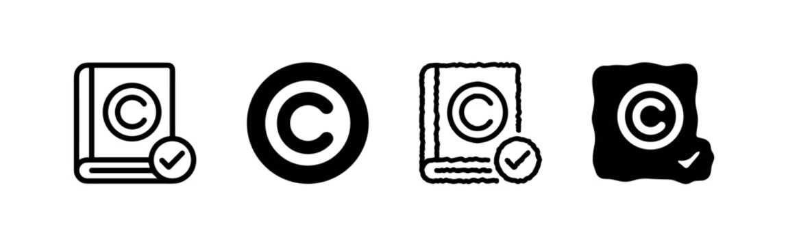 Registered copyright book and legal publishing protection icons set
