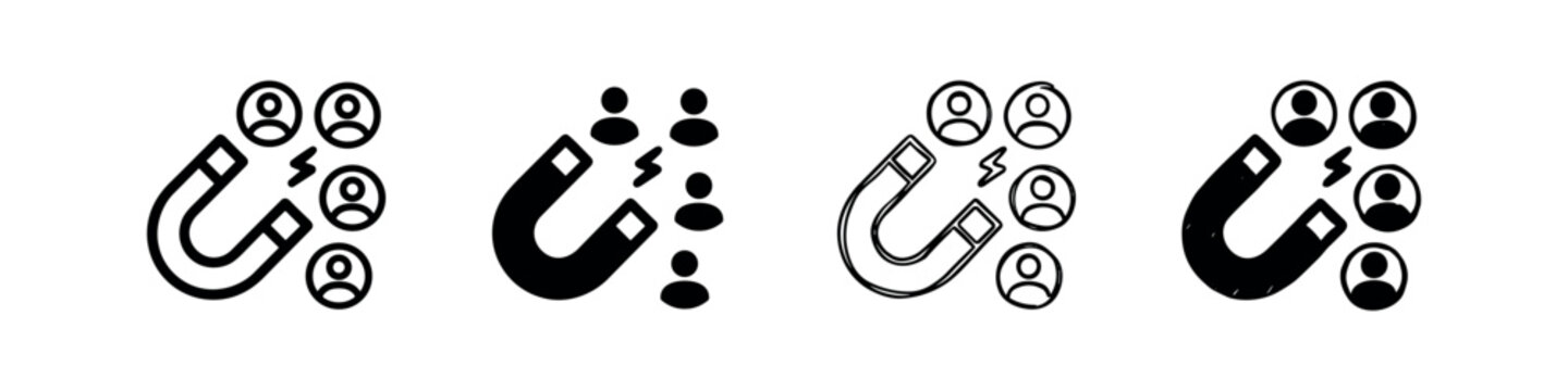 Customer Lead Generation and Marketing Attraction Magnet Icon Set
