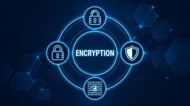 Encryption technology concept. Encryption is a way of scrambling data so that only authorized parties can understand the information