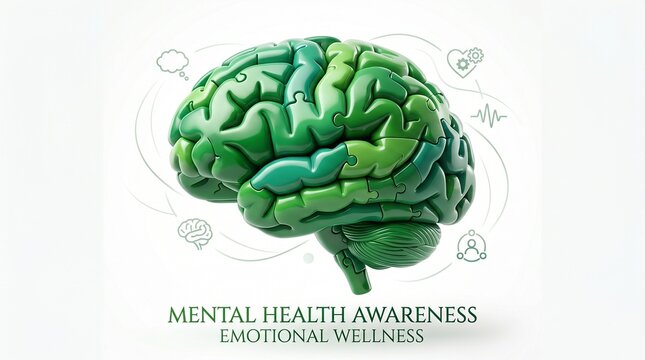 World mental health day brain puzzle concept for awareness and emotional wellbeing