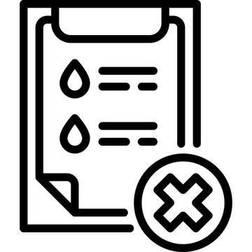 Bad blood test results thin line icon. Clipboard with abnormal indicators and medical report. Health checkup and disease detection. Vector illustration