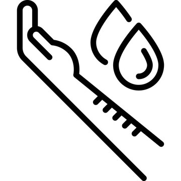Allergy test thin line icon: dripping allergens on forearm. Skin prick test. Modern vector illustration.