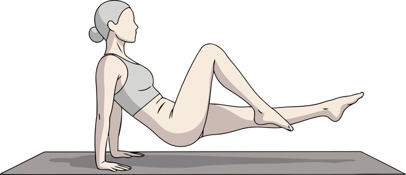 Woman doing boat pose yoga on mat