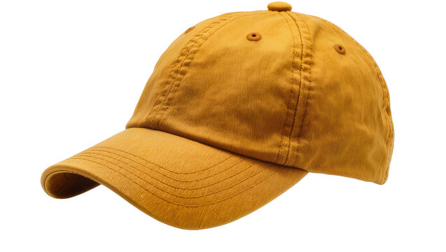 Yellow cotton baseball cap with curved brim