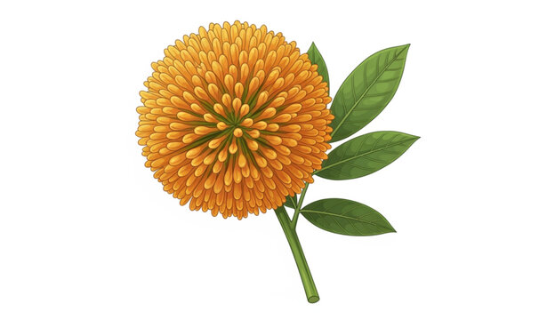 Realistic Kadamba Flower Vector Illustration Botanical Bloom Isolated on White Background