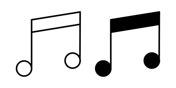 
Music note icon in outline and solid style, isolated on white background. Ideal for audio, playlist, and entertainment features in mobile and web design