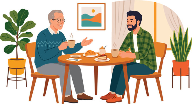 Two men sitting at a table.