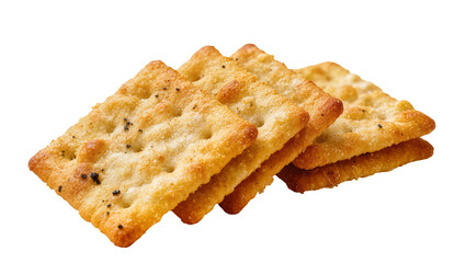 Fototapeta premium Square crackers with visible salt and pepper seasoning