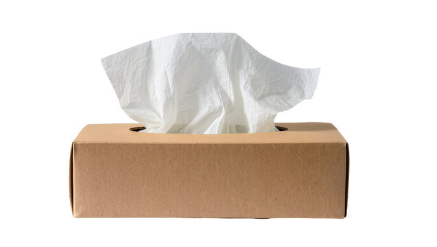 Cardboard tissue box with white tissues