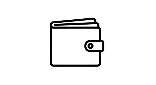 Simple wallet icon, black outline on white background, minimalist finance symbol.