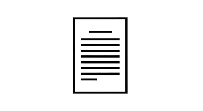 Document Icon - Simple Line Art Vector Graphic on White Background