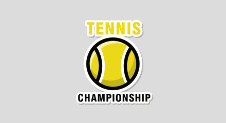 Fototapeta premium Eye-Catching Tennis Championship Emblem Featuring a Bold Yellow Ball Icon on Subtle Background