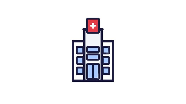 A straightforward vector icon of a modern hospital, representing essential healthcare services and medical support, perfect for a comprehensive digital kit
