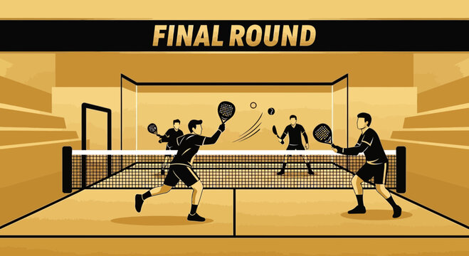 Energetic Padel Match In The Arena, Final Round, Winning Stroke, Competitive Games Design