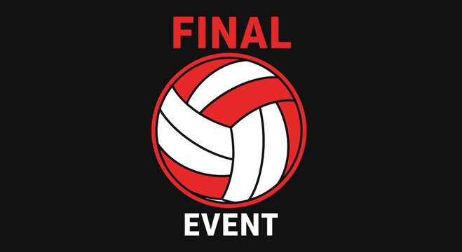 Final Event Match: Volleyball Illustration on a Black Background, Sports Theme Graphic