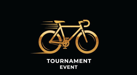 Fototapeta premium Gold Bicycle Logo Design For Cycling Tournaments And Related Competitive Events