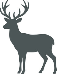 Fototapeta premium Dark green deer silhouette with large antlers standing tall