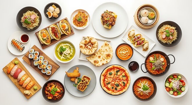 Variety OF International Food Dishes.