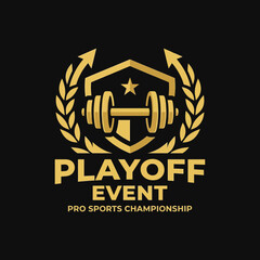 Obraz premium Gold Emblem Design Promoting a Major Playoff Event for Professional Sports Championship