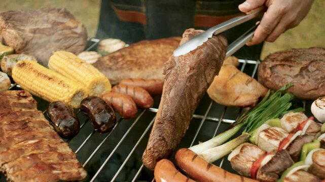 Asado Chile grill fiestas patrias Meat vegetables fire