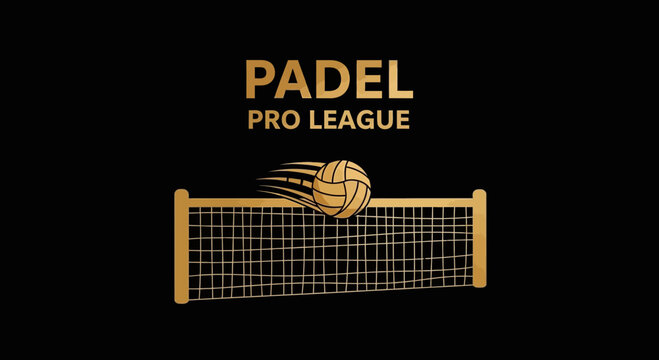 Golden Vector Padel Pro League Logo Design On Black Background, Sport Themed Vector
