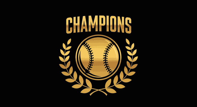 Golden Baseball Symbol Featuring Champions, Perfect For Sports Achievements and Victories