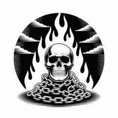 Skull Wrapped in Heavy Metal Chains. © Atlas